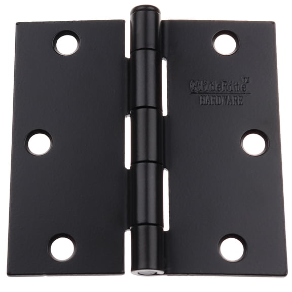 GlideRite 3-1/2 in. Steel Door Hinges with Square Corner Radius, Matte Black finish, Pack of 18