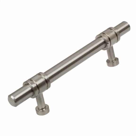GlideRite 3-3/4 in. Center Barrel Ring Bar Pull Solid Cabinet Hardware Handle, Satin Nickel