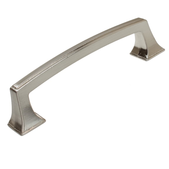 GlideRite 3-3/4 in. Center Classic Base Pull Cabinet Hardware Handle, Satin Nickel