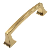 GlideRite 3-3/4 in. Center Classic Base Pull Cabinet Hardware Handles, Brass Gold, Pack of 5