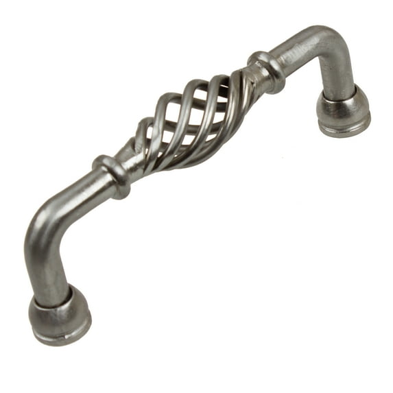 GlideRite 3-3/4 in. Center Twisted Birdcage Pull Solid Steel Cabinet Wire Handles, Satin Nickel, Pack of 25