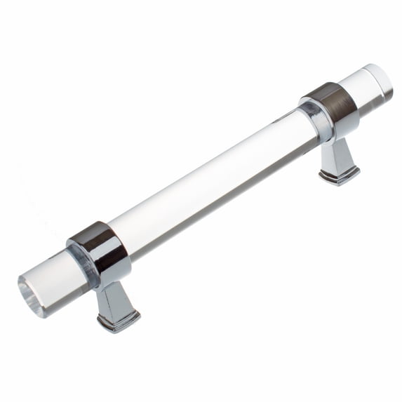 GlideRite 3.75 in. Center Acrylic Cabinet Bar Pull, Polished Chrome
