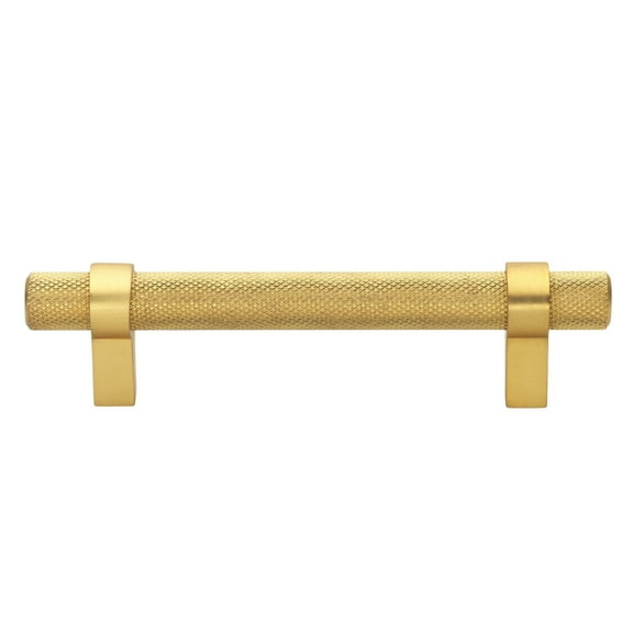 GlideRite 3.75 in Screw Center Solid Steel Knurled Euro Bar Pull (Pack of 10) - Brass Gold