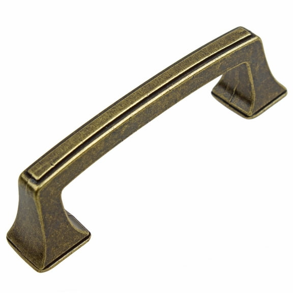 GlideRite 3 in. Center Classic Base Pull Cabinet Hardware Handle, Antique Brass, Pack of 10