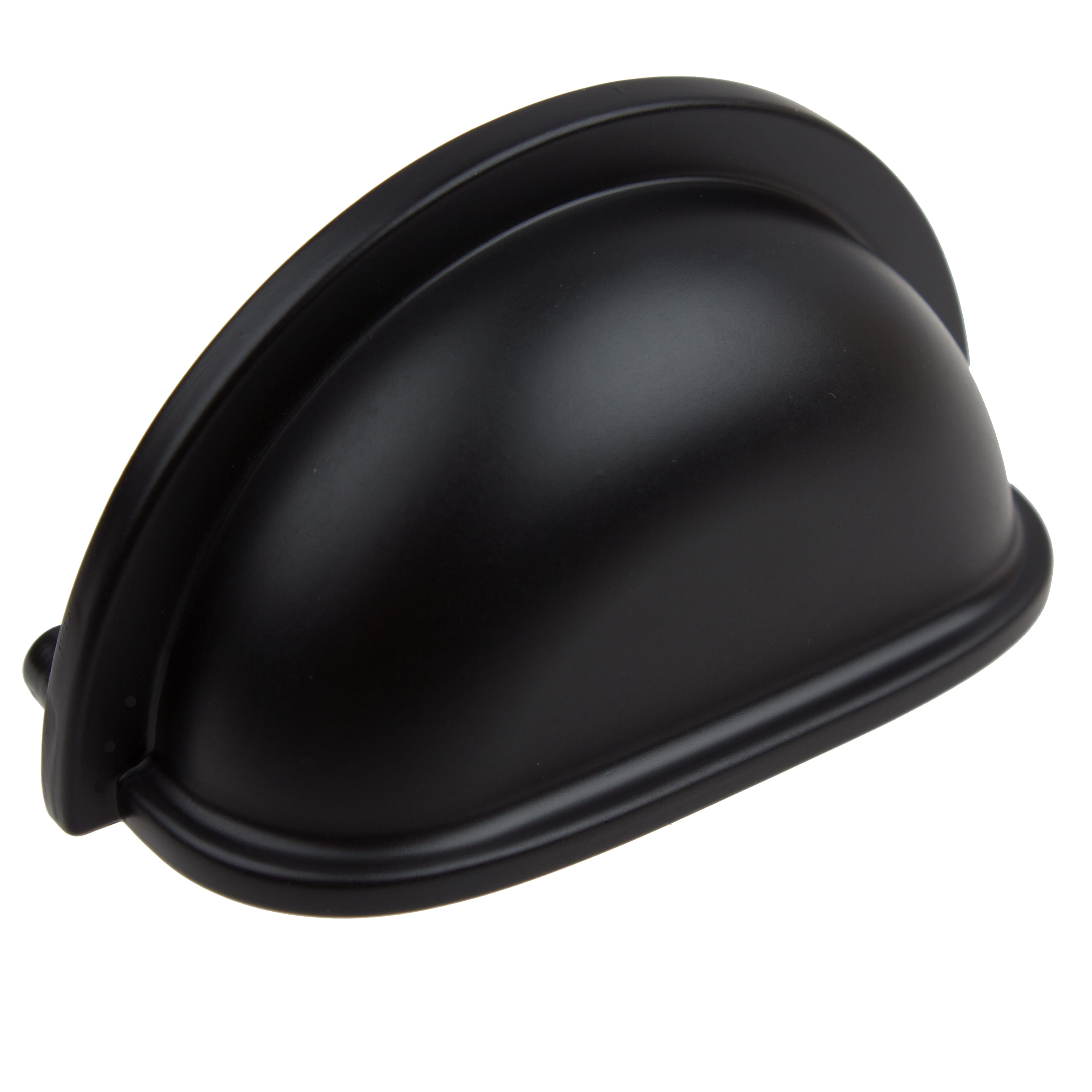 Matte Black Traditional Cup Pull with Mounting Hardware