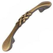 GlideRite 3 in. Center Classic Braided Cabinet Hardware Pull Handle, Antique Brass