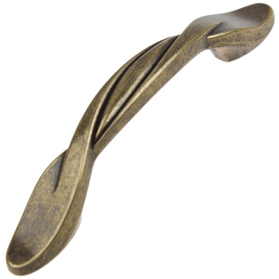 GlideRite 3 in. Center Twisted Cabinet Pull Hardware Handle, Antique Brass
