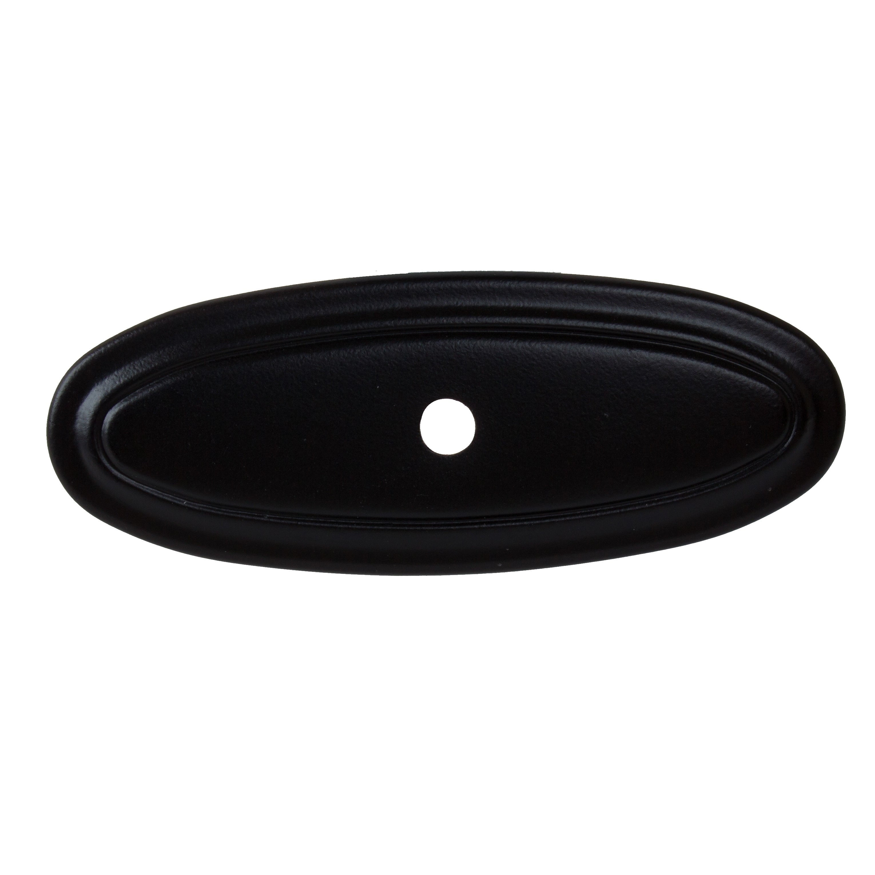3 in. Matte Black Classic Thin Oblong Cabinet Knob Backplate (10-Pack) 3 in. Matte Black Classic Thin Oblong Cabinet Knob Backplate (10-Pack)