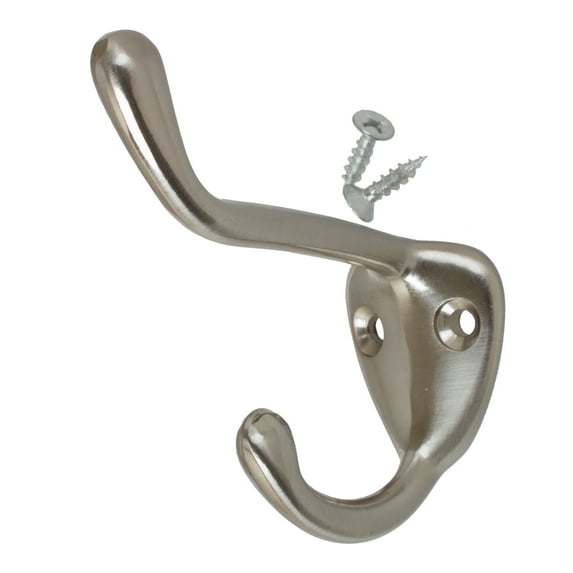 GlideRite 3 in. Large Double Wall Coat Hooks,Satin Nickel, Pack of 25