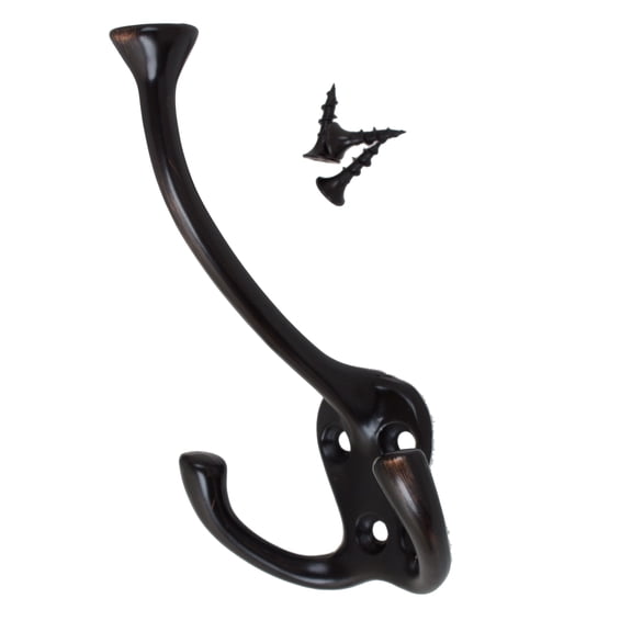 GlideRite 4-1/2 in. Large Tri Wall Coat Hooks, Oil Rubbed Bronze, Pack of 5