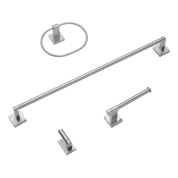 GlideRite 4-Piece Bathroom Hardware Set - 9024-KIT-SQ-SN-1