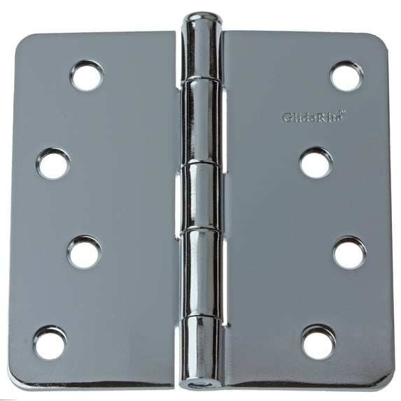 GlideRite 4 in. Steel Door Hinges with 1/4 in. Corner Radius, Polished Chrome finish, Pack of 30