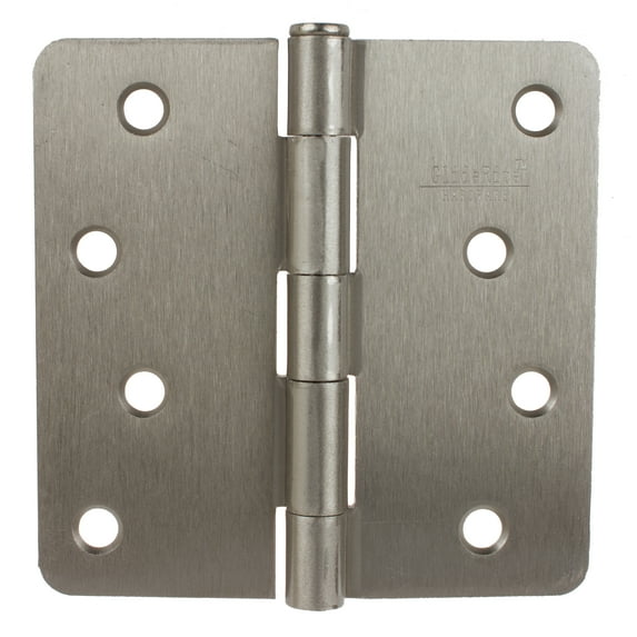 GlideRite 4 in. Steel Door Hinges with 1/4 in. Corner Radius, Satin Nickel finish, Pack of 12