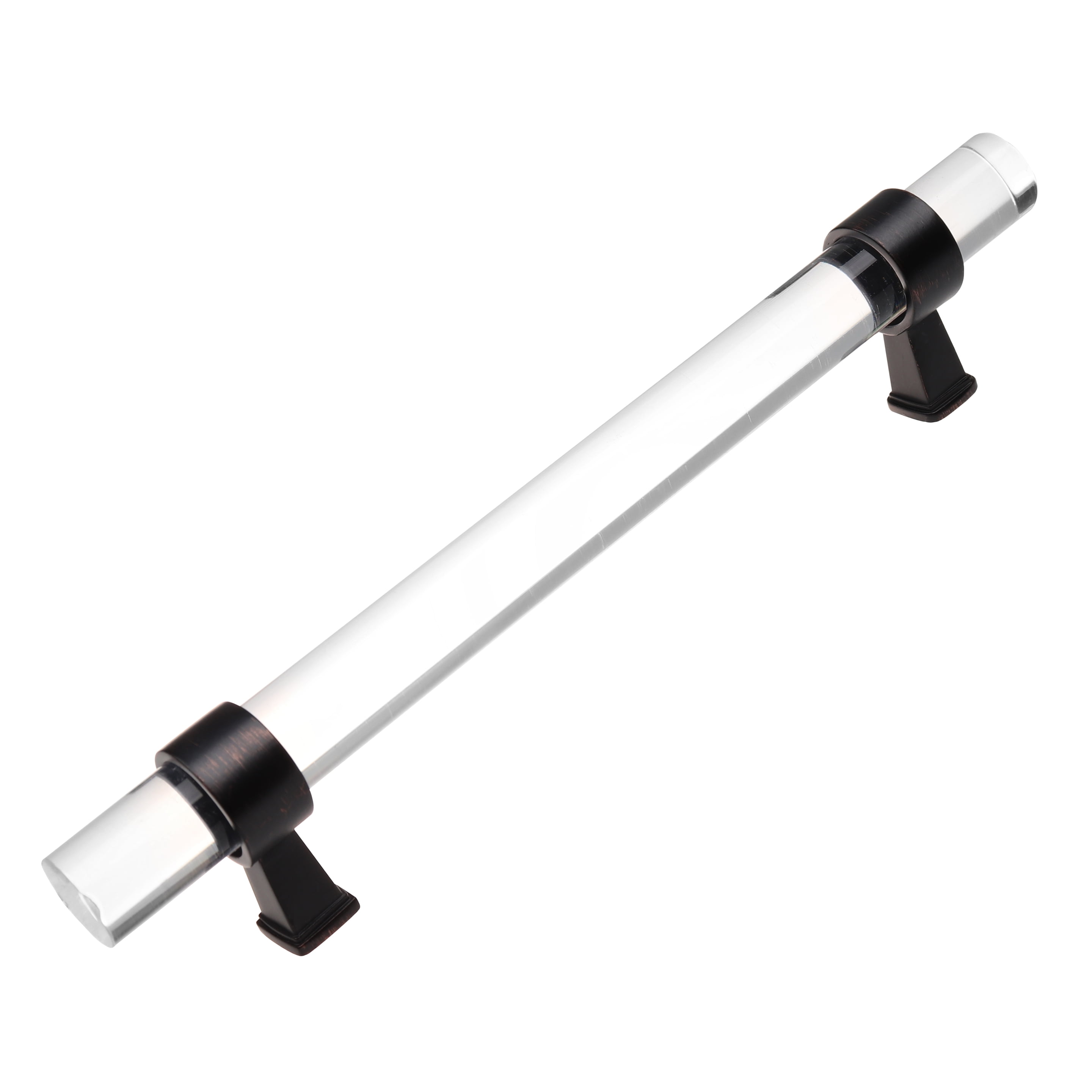 7-Inch Clear Acrylic Bar Pull with Oil Rubbed Bronze Mounts