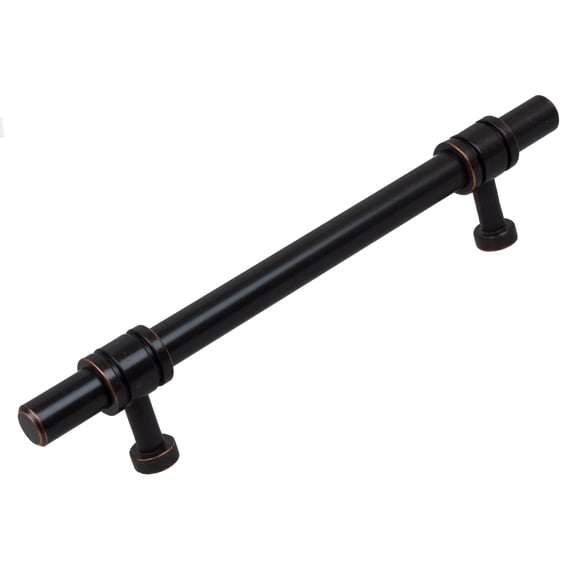 GlideRite 5 in. Center Barrel Ring Bar Pull Solid Cabinet Hardware Handle, Oil Rubbed Bronze