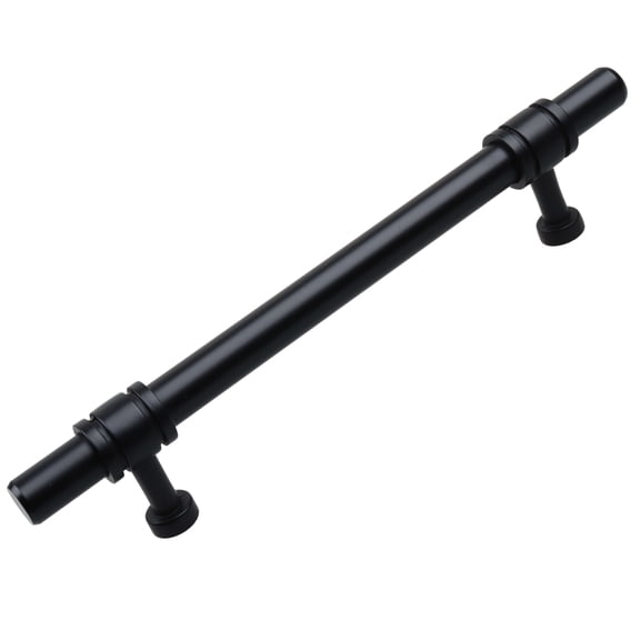 GlideRite 5 in Center Matte Black Barrel Ring Bar Pull (25 Pack)