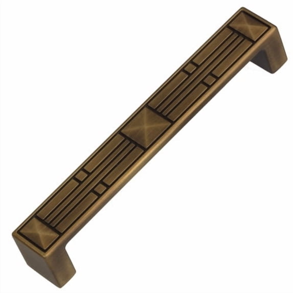 GlideRite 5 in. Center Modern Rectangular Flat Pyramid Pull Cabinet Hardware Handle, Antique Brass
