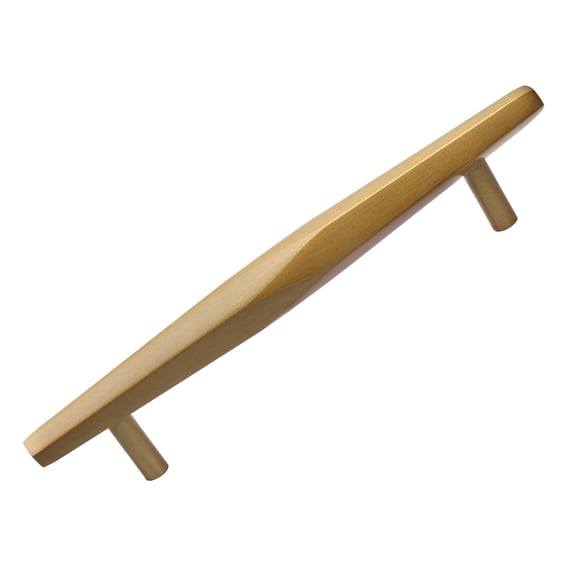 GlideRite 5 in. Center Solid Faceted Bar Pull Cabinet Hardware Handle, Satin Gold