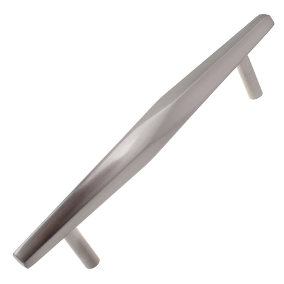 GlideRite 5 in. Center Solid Faceted Bar Pull Cabinet Hardware Handle, Satin Nickel