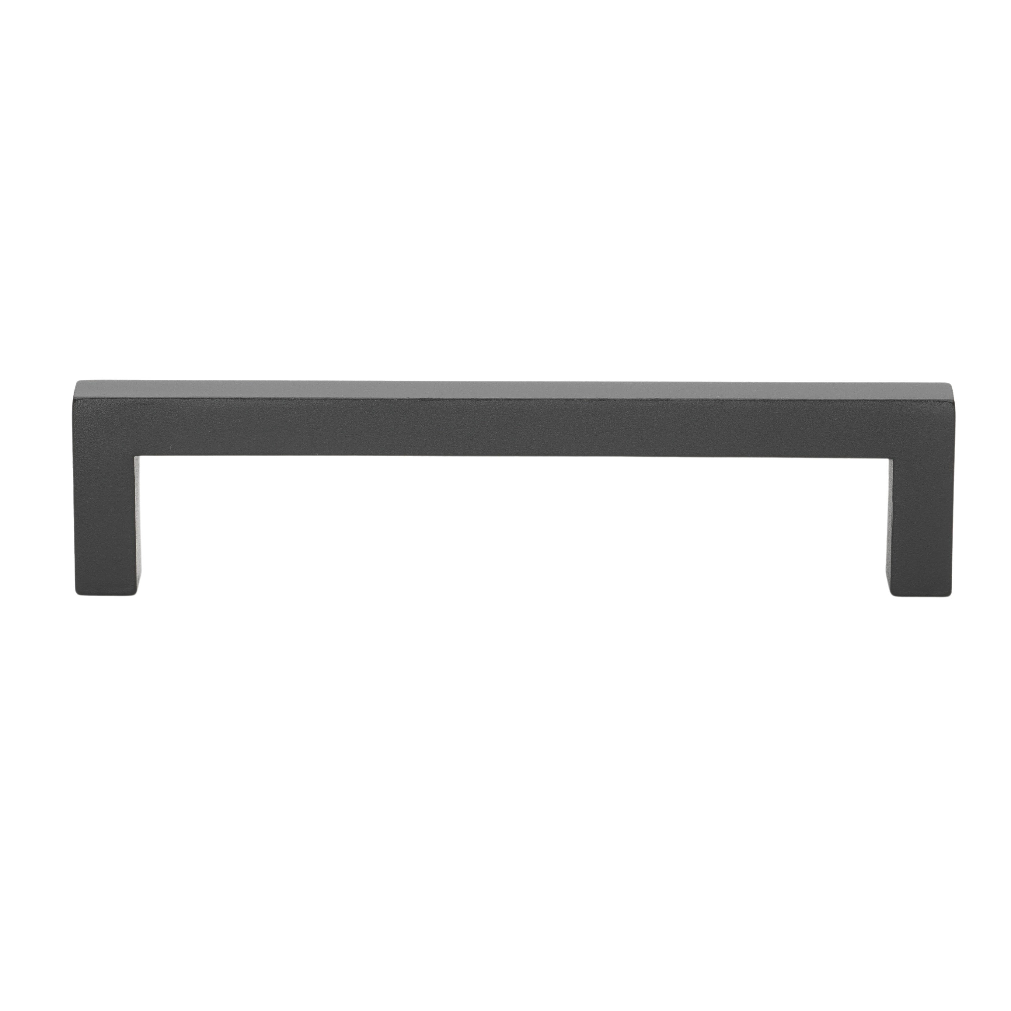 Matte Black Solid Square Bar Cabinet Pull with Mounting Hardware