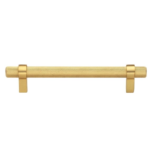 GlideRite 5 in Screw Center Knurled Euro Solid Steel Bar Pull (Pack of 5) - Brass Gold