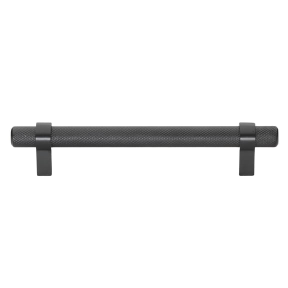GlideRite 5 in Screw Center Knurled Euro Solid Steel Bar Pull (Pack of 5) - Matte Black