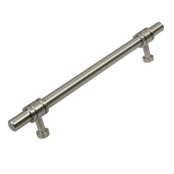 GlideRite 6-5/16 in. Center Barrel Ring Bar Pull Solid Cabinet Hardware Handles, Satin Nickel, Pack of 10