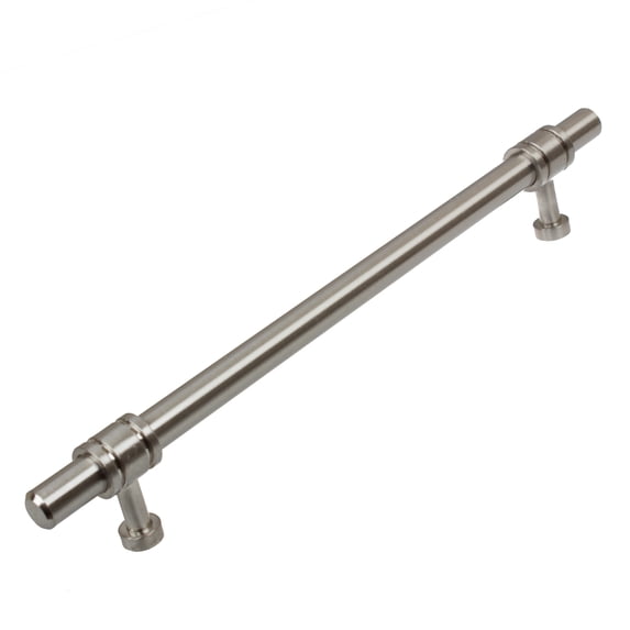 GlideRite 7-5/8 in. Center Barrel Ring Bar Pull Solid Cabinet Hardware Handle, Satin Nickel