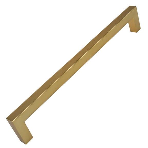 GlideRite 7-9/16 in. Center Solid Square Bar Cabinet Pull, Brass Gold