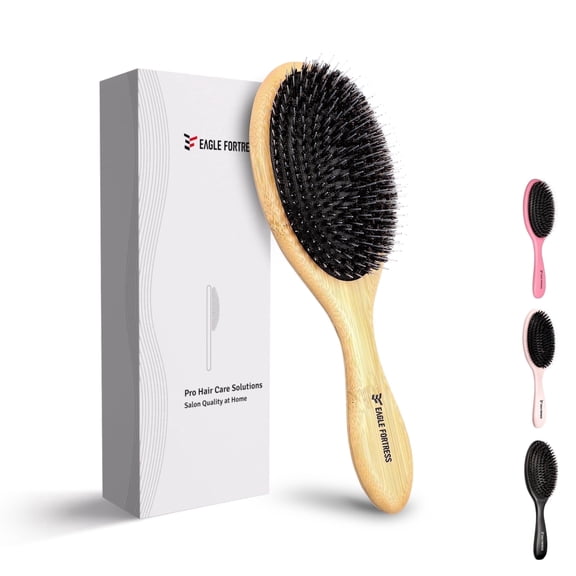 Eagle Fortress Glidease Bamboo Nylon Boar Mixed Bristle Oblong Hair Brush, Detangling