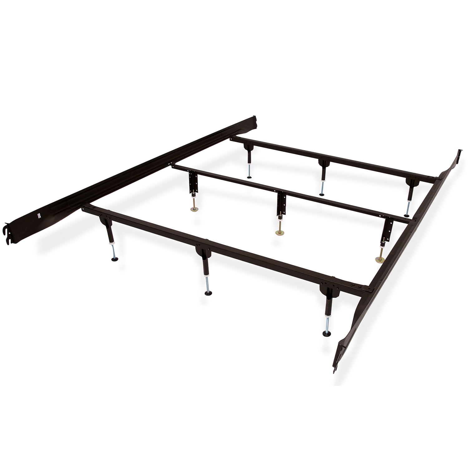 Glideaway Hook In Metal Platform Bed Frame w/ 9 Support Legs, Queen