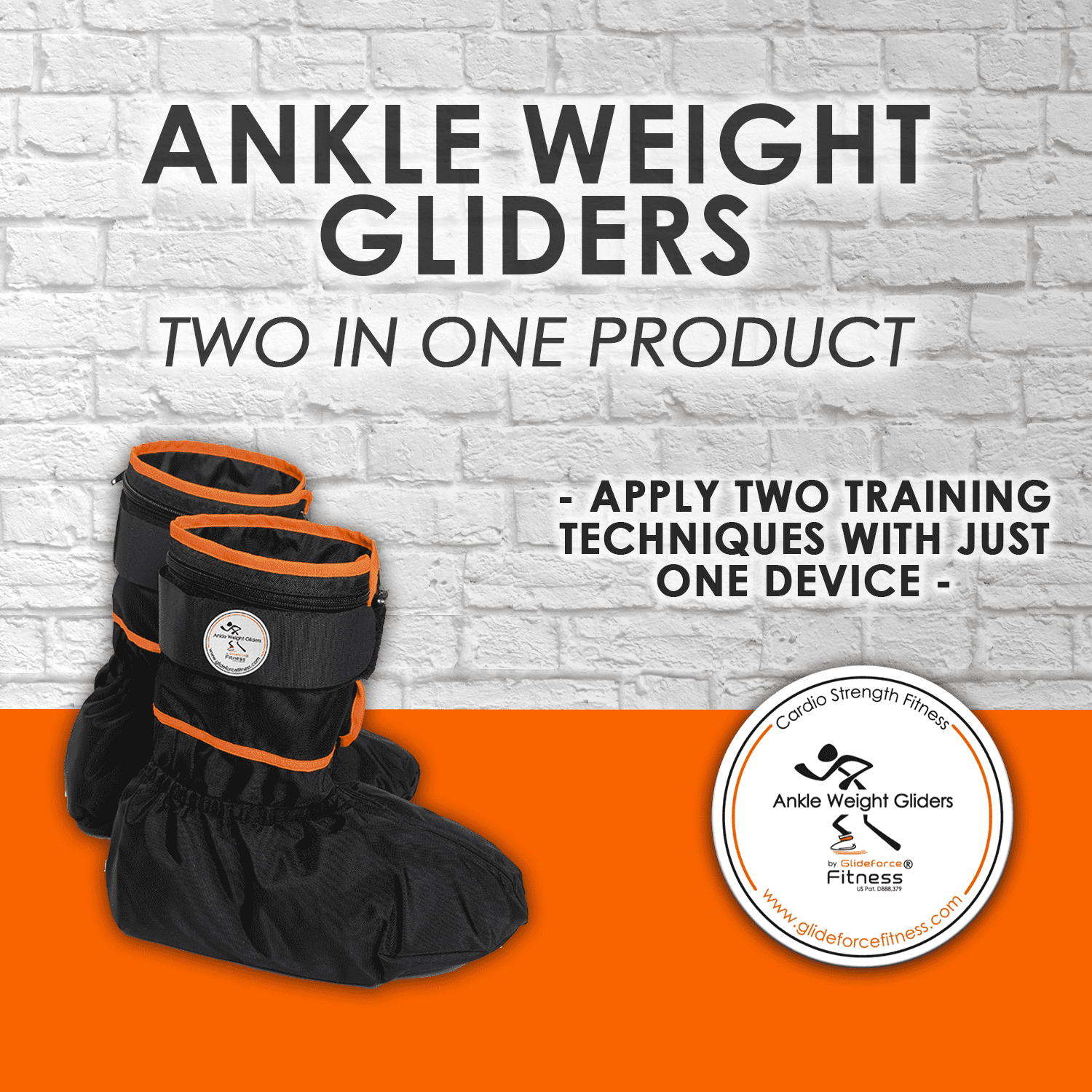 Glideforce® 4 Lbs ANKLE WEIGHT GLIDERS. Dual Function Fitness Gear for