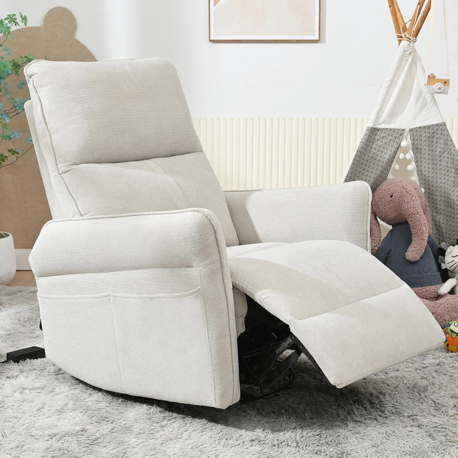 Manuel Rocking Chair Glider Chair Swivel Rocker Recliner for Nursery, 360° Swivel Snowflake ...