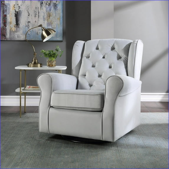 Glider Chair with Smooth Swivel, Light Gray Fabric | Multiple Color Options | User-Friendly Design