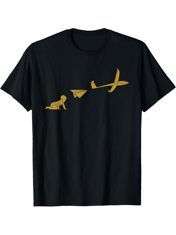Glider Evolution Funny Aviation Small Plane Pilot Pun T-Shirt men and women can wear, black, white, gifts