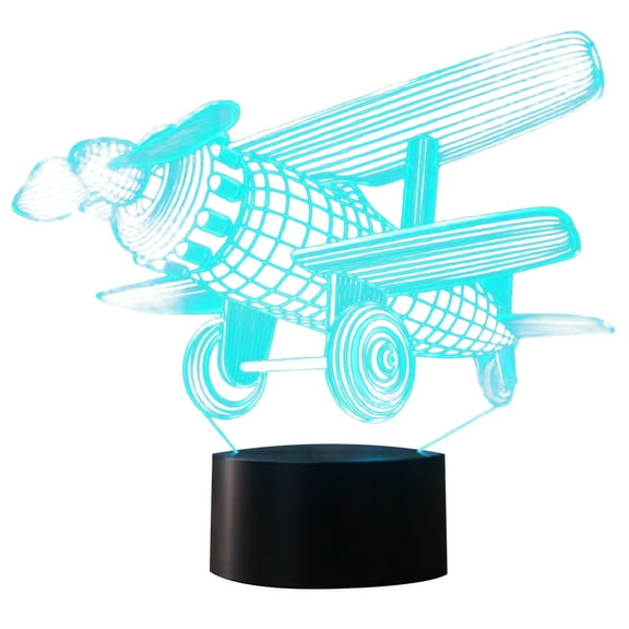 Glider Plane Light Acrylic Panel with Lamp ABS Base 3D Illusion Night Light, 7-Color