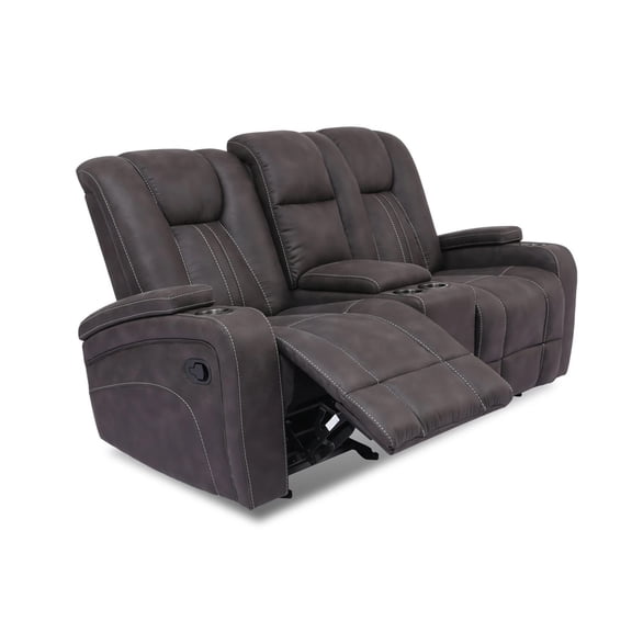 Glider Recliner Loveseat with Lift Top Armrest and Cup Holders, Dark Gray