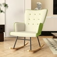 thumbnail image 1 of Glider Rocking Chair Nursery Comfy Accent Chair with High Back Faux Leather Living Room Chairs Color Button Tufted Armchair Reading Chair for Bedroom Nursery Office, Cream+ Apple Green, 1 of 6