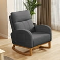 thumbnail image 1 of Glider Rocking Chair Nursery Comfy Accent Chair with High Backrest Upholstered Living Room Chairs with Side Pocket Armchair Reading Chair for Bedroom Nursery Office, Grey, 1 of 7