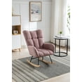 thumbnail image 1 of Glider Rocking Chair, Teddy Velvet Accent Rocker Chair with Soft Seat Cushion and Metal Base, Upholstered Wingback Living Room Chairs for Reading Room, Bedroom, Office, Pink, 1 of 7