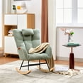 thumbnail image 1 of Glider Rocking Chair with Wood Legs and Two Side Pockets, Upholstered with Padded Seat and High Backrest, 300Lb Capacity Comfortable Rocker for Living Room or Bedroom, 1 of 8