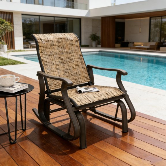 Glider Swing Chair, Outdoor Glider Chair with Smooth Gliding Motion, Patio Rocking Chair for Garden, Porch or Balcony, Weather-Resistant Construction for Relaxing Outdoor Seating