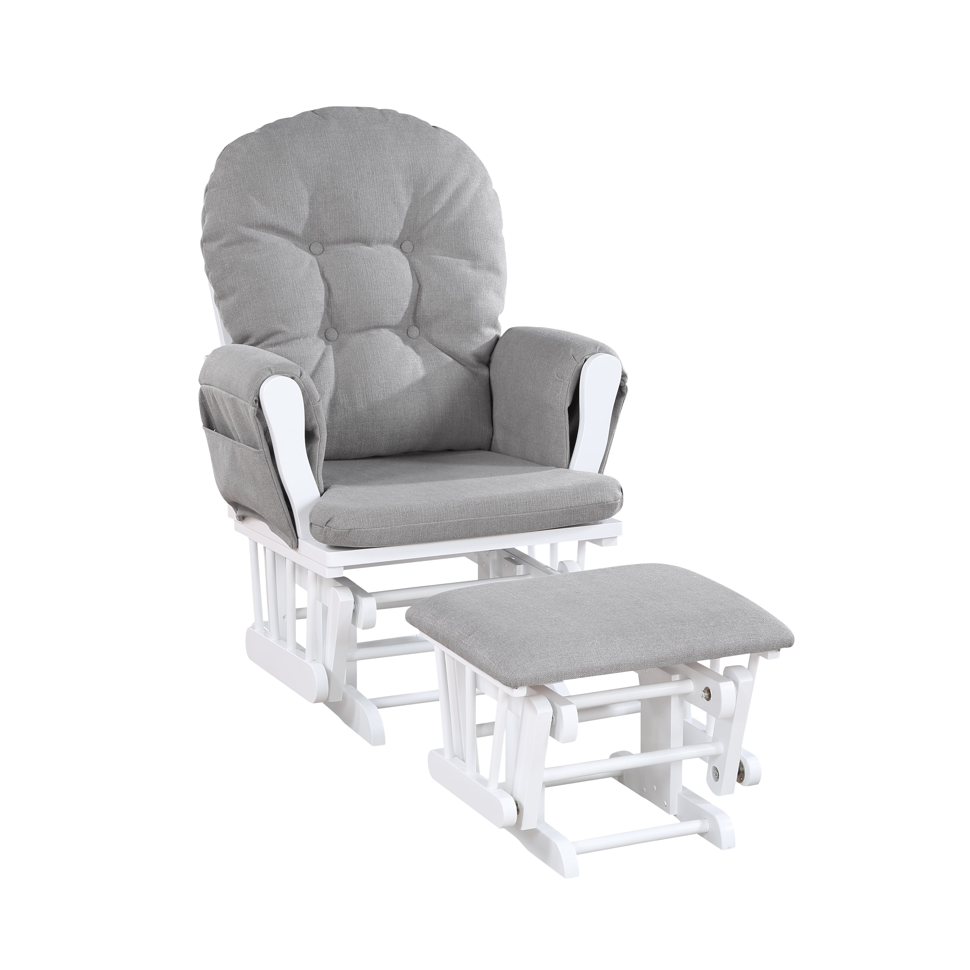 Glider and Ottoman Cushion Set, Wood Baby Nursery Rocking Chair with ...