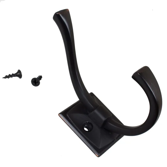 Gliderite 4-1/4" Decorative Flared Double Coat Hook Oil Rubbed Bronze 7602-Orb-1