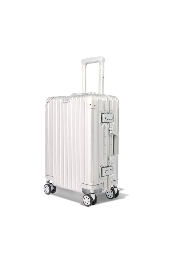 All Aluminum Carry on Luggage 20 inch Lightweight Durable Suitcase Silver