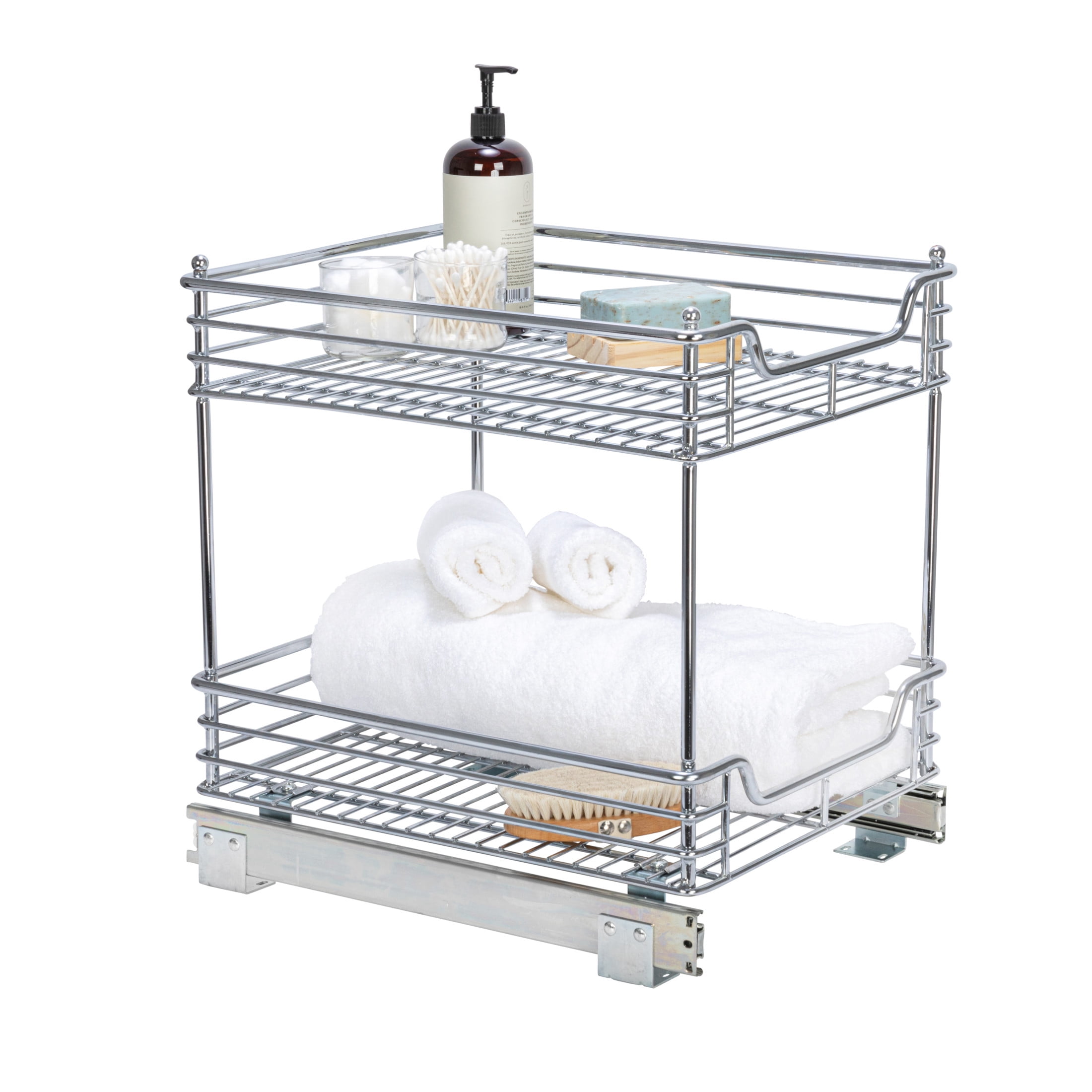 Chrome 2-Tier Sliding Under-Cabinet Organizer