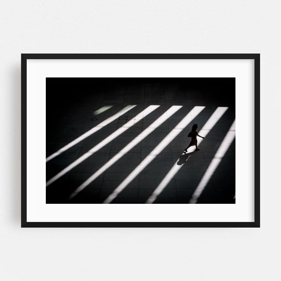 Gliding Light - Manhattan New York Photography Silhouette Abstract Geometric Minimalist Modern Art Architecture Black Framed Wall Art Print 16 x 24 inches