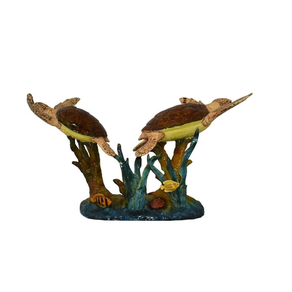 Gliding Turtles in Reef Table Top Bronze Statue Size: 18" x 16" x 31"H