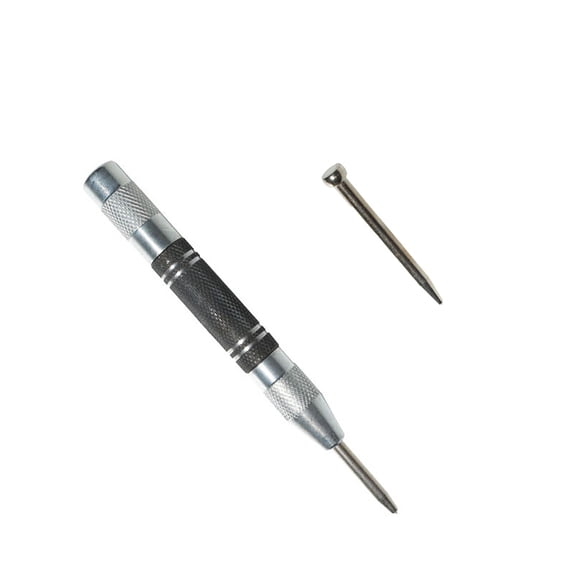 2 Pack Automatic Center Punch, 5 inch Heavy Duty Steel Spring Loaded Center Hole Punch with Adjustable Tension Punch Tool for Metal Wood Glass Plastic