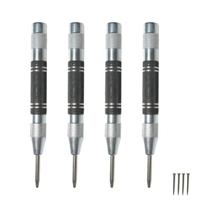 2 Pack Automatic Center Punch, 5 inch Heavy Duty Steel Spring Loaded Center Hole Punch with Adjustable Tension Punch Tool for Metal Wood Glass Plastic